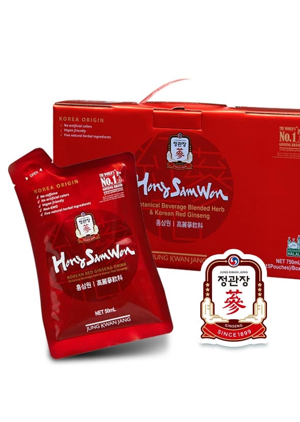  [JUNG KWAN JANG]  ฮง ซัม วอน (เครื่องดื่มผสมข้าวบาร์เลย์, พุทราจีน, ขิง และโสม) บรรจุ 15 ซอง