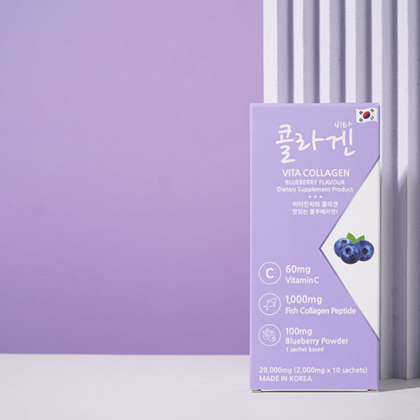 [MEMBERK] Vita Collagen Blueberry คอลลาเจนเปปไทด์จากปลา  1,000 mg  รสบลูเบอร์รี่   10  ซอง