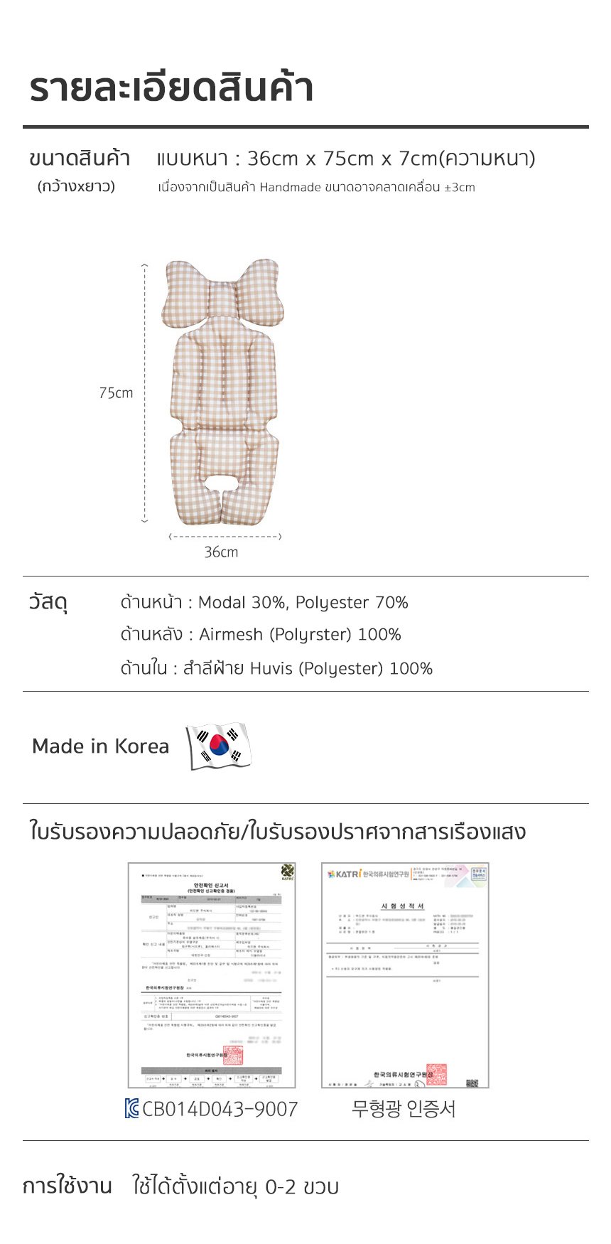 BEBENUVO เบาะรองรถเข็นเด็ก คาร์ซีท  Four Seasons Double-Sided Liner (แบบหนา นุ่ม) 