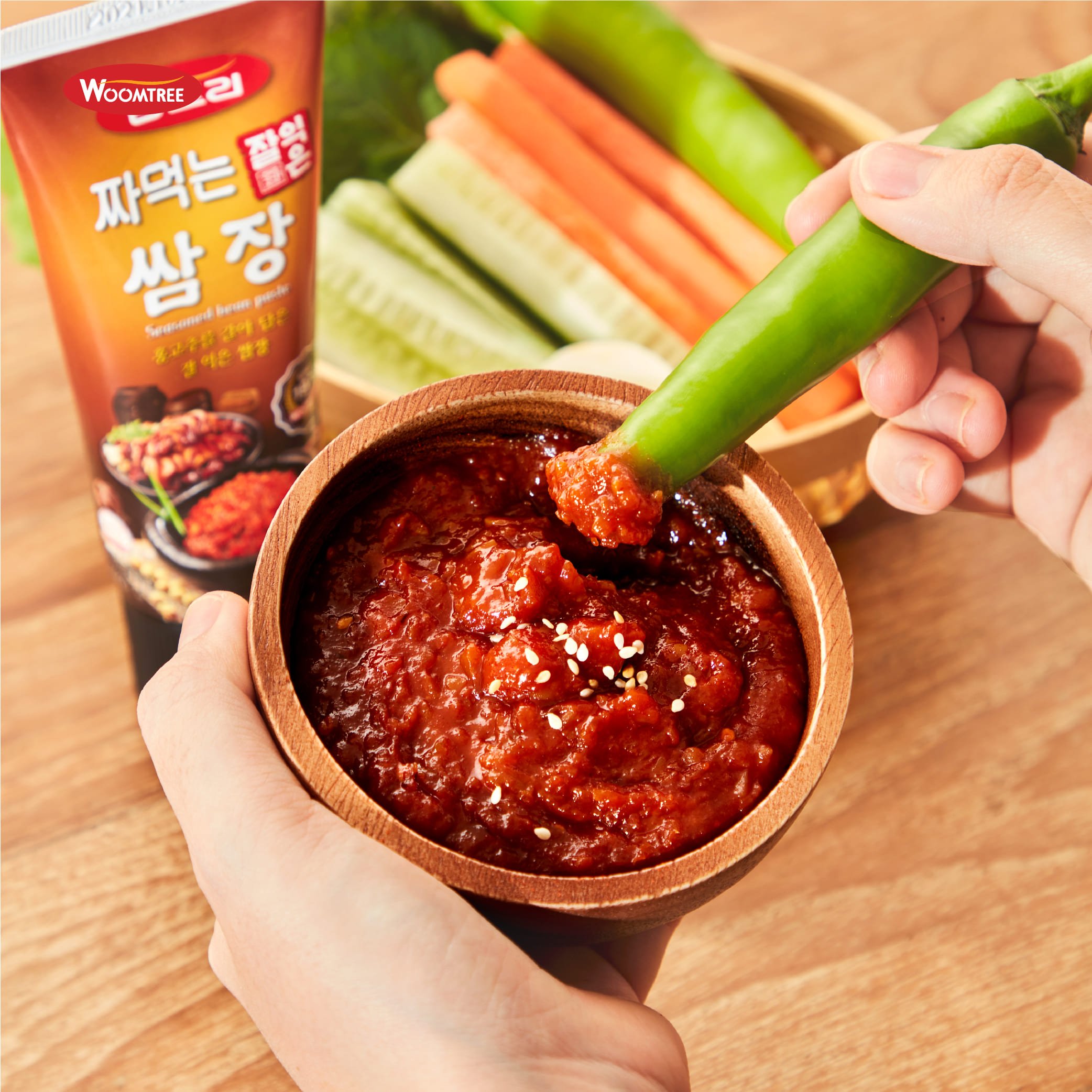 [WOOMTREE] Seasoned Bean Paste Sauce ซอสซัมจัง น้ำจิ้มเต้าเจี้ยวเกาหลี แบบหลอด ตราวูมทรี  120g.